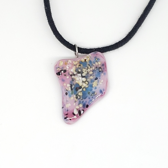 Fused Glass Art Pendant Necklace - Picture 5 of 8
